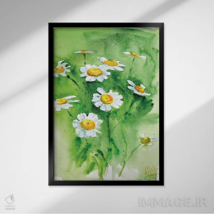 تابلو دکوراتیو بابونه اثر ناتالی مک - نمای قابدار مشکی
