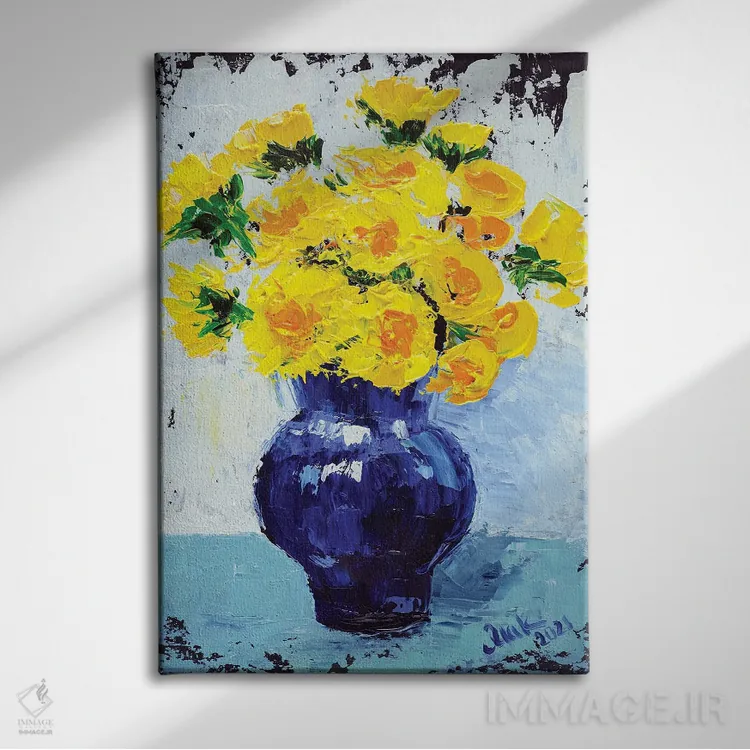 تابلو دکوراتیو دسته گل قاصدک اثر ناتالی مک - نمای روبهرو روی دیوار