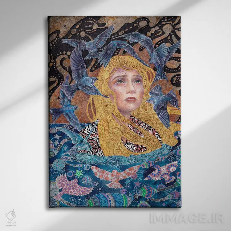 تابلو دکوراتیو نجوای گذرا بر فراز دریاچه آسمانی اثر نیکولاس تاور - نمای روبهرو روی دیوار