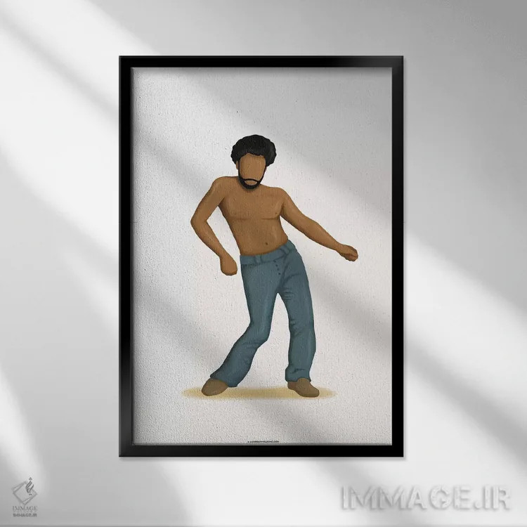 تابلو دکوراتیو گوارا اثر نور طحمه - نمای قابدار مشکی