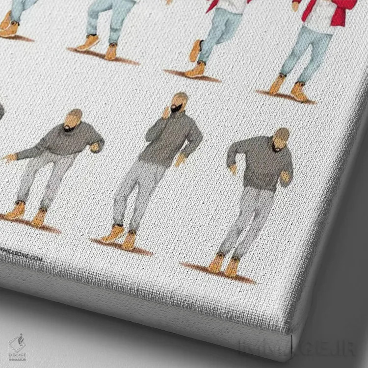 تابلو دکوراتیو زنگ تماس داغ اثر نور طحمه - نمای نزدیک بافت بوم