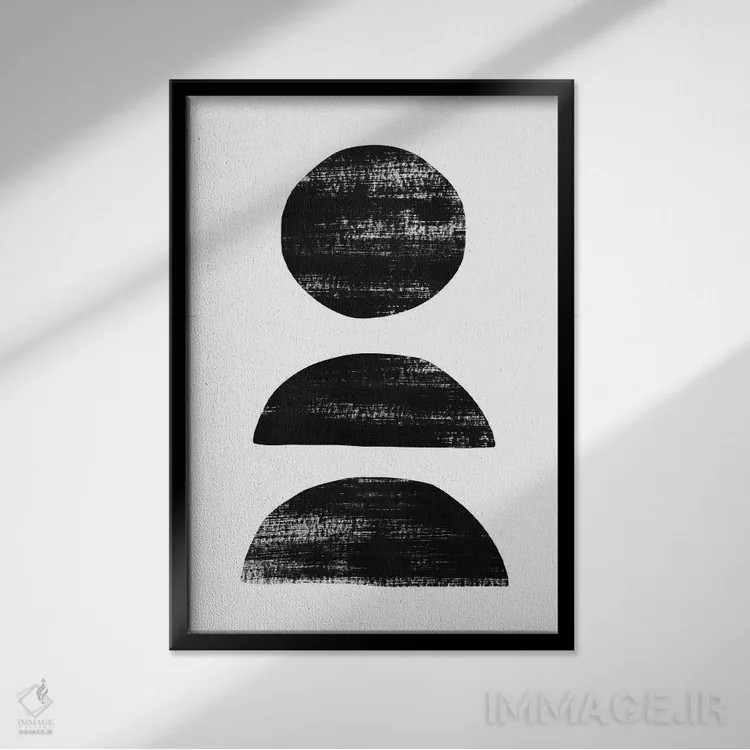 تابلو مینیمال انتزاع II مشکی اثر نووو پرینتس - نمای قابدار مشکی