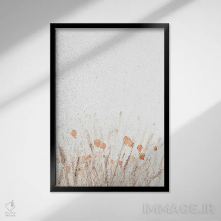 تابلو مینیمال گل شقایق دوم اثر نووو پرینتس - نمای قابدار مشکی