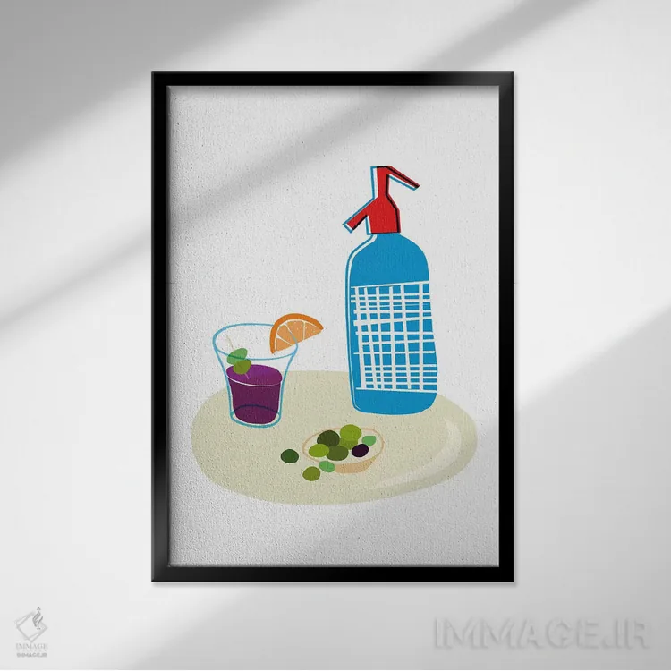 تابلو مینیمال اپریتیف ایتالیایی اثر نووو پرینتس - نمای قابدار مشکی