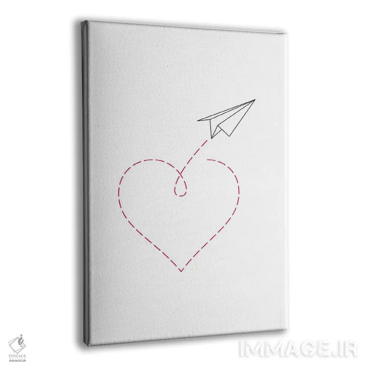 تابلو مینیمال هواپیمای کاغذی و قلب شماره ۲ اثر نووو پرینتس - نمای پرسپکتیو محصول