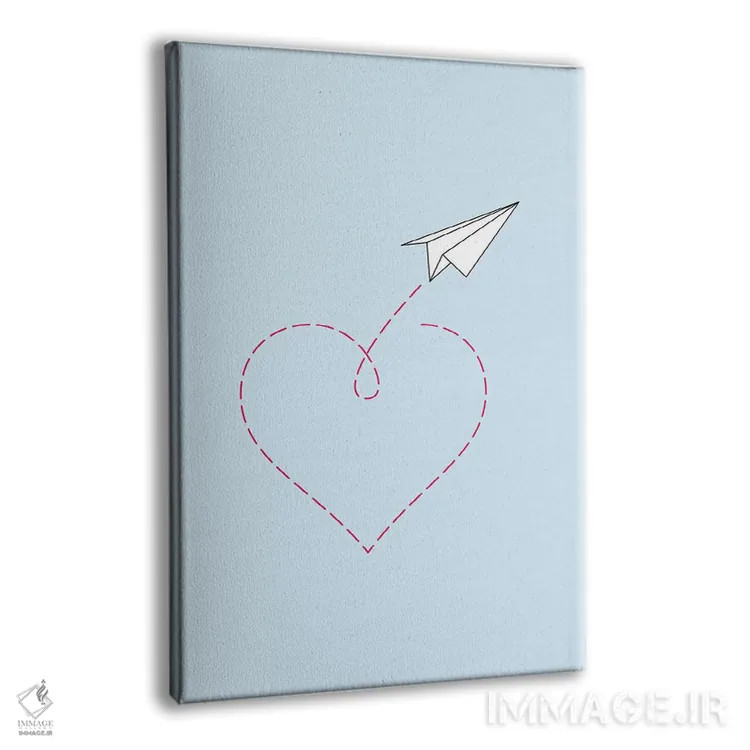 تابلو مینیمال هواپیمای کاغذی و قلب شماره ۱ اثر نووو پرینتس - نمای پرسپکتیو محصول
