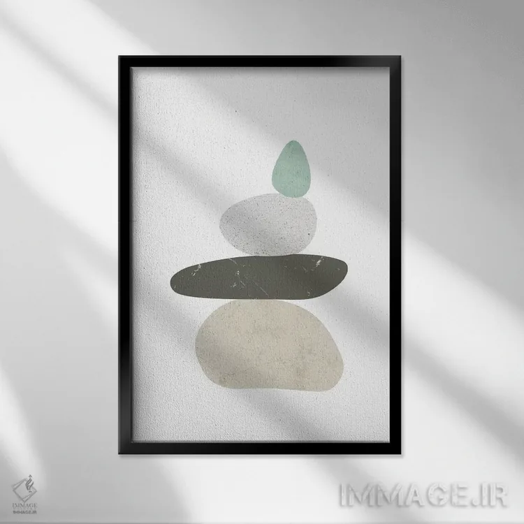 تابلو مینیمال سنگ ریزه ها ۳ اثر نووو پرینتس - نمای قابدار مشکی