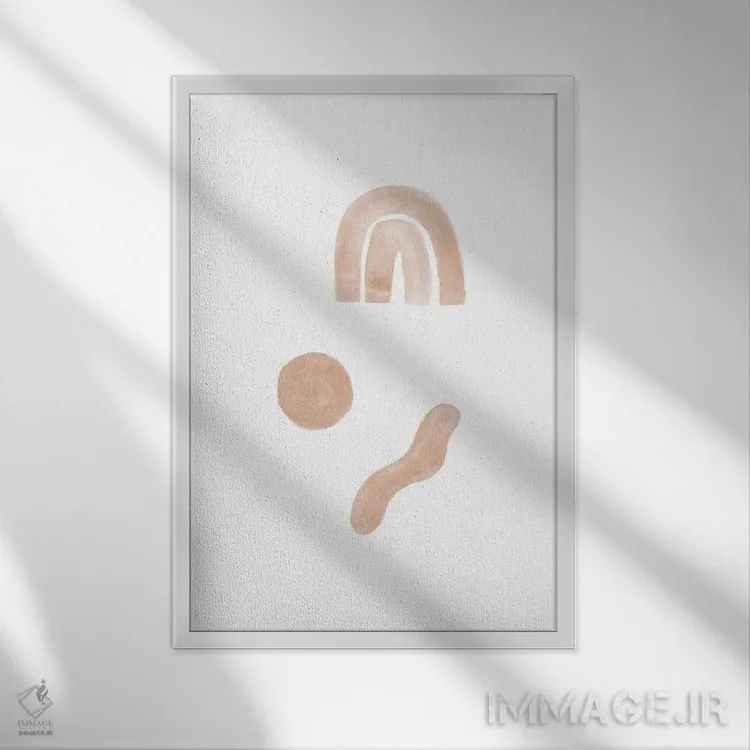 تابلو مینیمال ترکیب انتزاعی آبرنگ ۱ اثر نووو پرینتس - نمای قابدار سفید