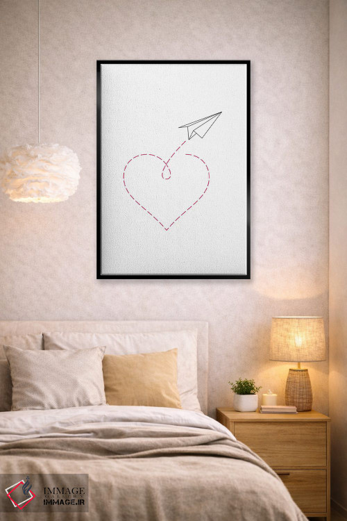 تابلو مینیمال هواپیمای کاغذی و قلب شماره ۲ اثر نووو پرینتس - D3B
