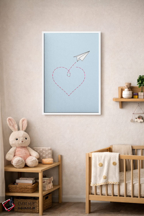 تابلو مینیمال هواپیمای کاغذی و قلب شماره ۱ اثر نووو پرینتس - D3W