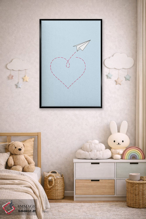 تابلو مینیمال هواپیمای کاغذی و قلب شماره ۱ اثر نووو پرینتس - D4B