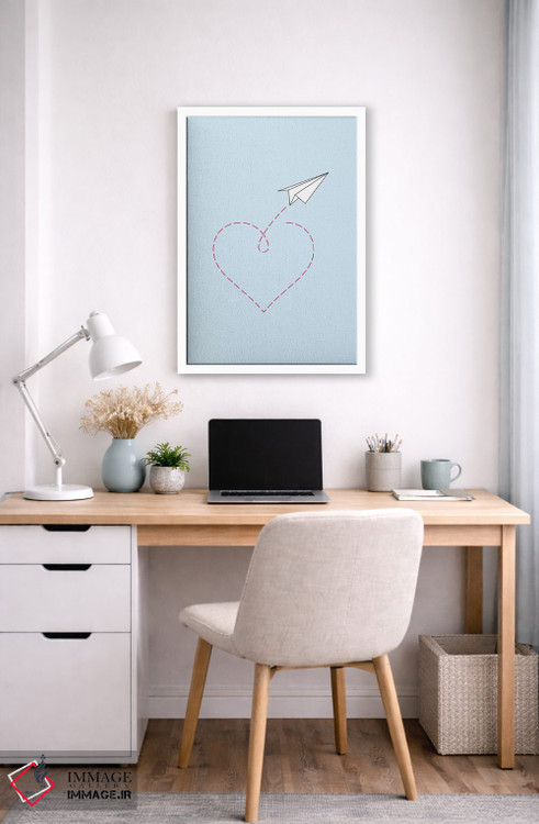 تابلو مینیمال هواپیمای کاغذی و قلب شماره ۱ اثر نووو پرینتس - D5W