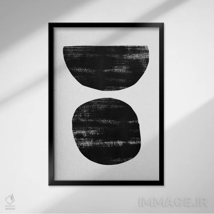 تابلو مینیمال انتزاع ۱ مشکی اثر نووو پرینتس - نمای قابدار مشکی