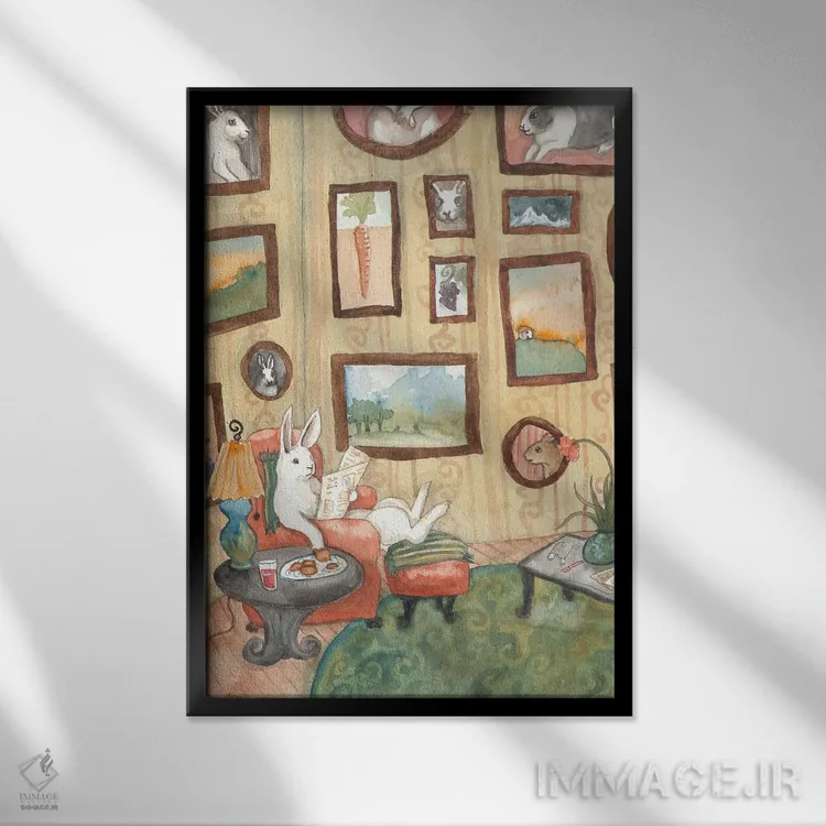 تابلو دکوراتیو کلکسیونر هنر اثر نکیشا واندروون - نمای قابدار مشکی