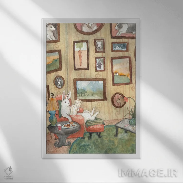 تابلو دکوراتیو کلکسیونر هنر اثر نکیشا واندروون - نمای قابدار سفید