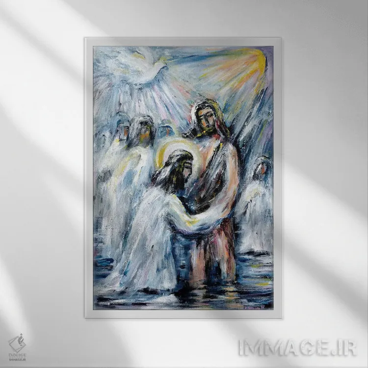 تابلو دکوراتیو تعمید اثر نوویک - نمای قابدار سفید