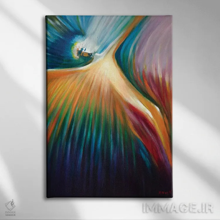 تابلو انتزاعی تناسخ اثر نوویک - نمای روبهرو روی دیوار