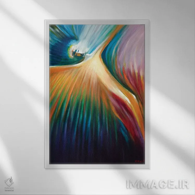تابلو انتزاعی تناسخ اثر نوویک - نمای قابدار سفید