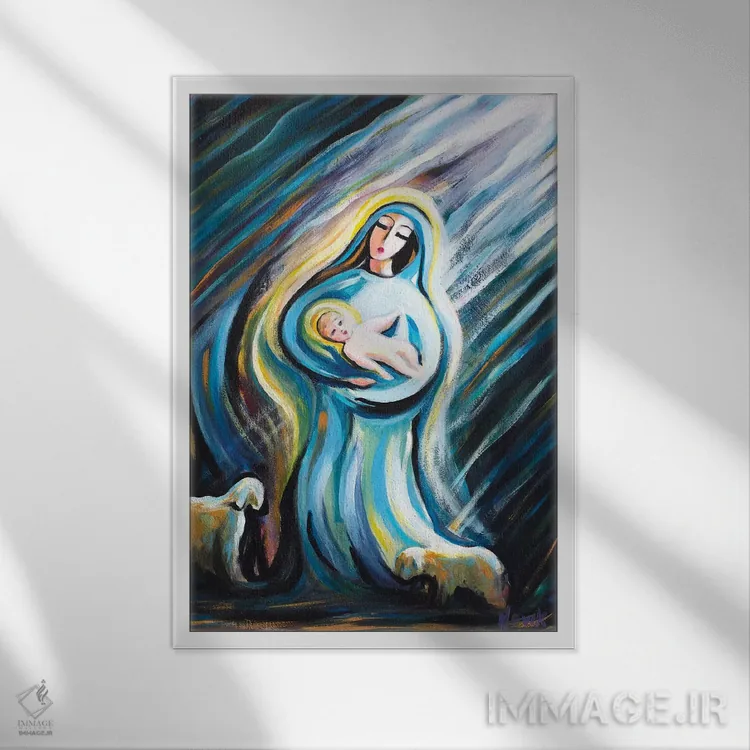 تابلو دکوراتیو تولد نجات دهنده اثر نوویک - نمای قابدار سفید
