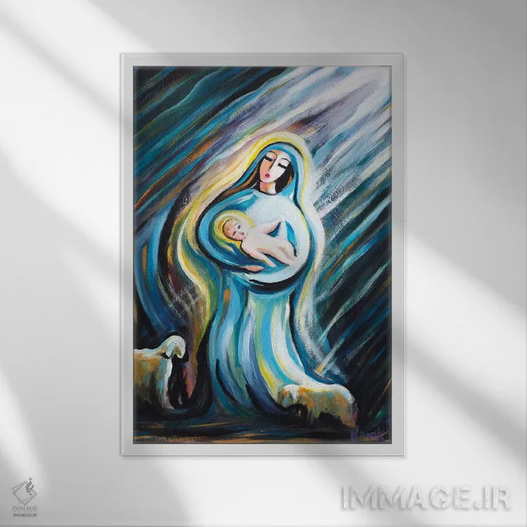 تابلو دکوراتیو تولد نجات دهنده اثر نوویک - نمای قابدار سفید
