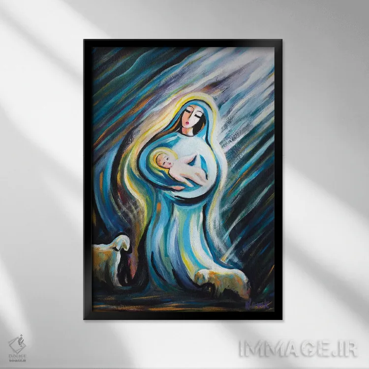 تابلو دکوراتیو تولد نجات دهنده اثر نوویک - نمای قابدار مشکی