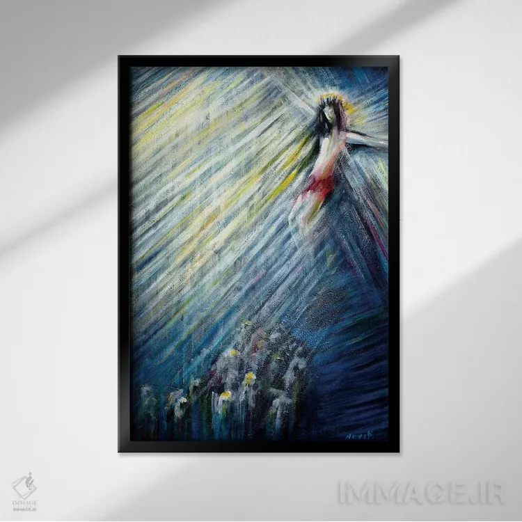 تابلو دکوراتیو نور تایید اثر نوویک - نمای قابدار مشکی