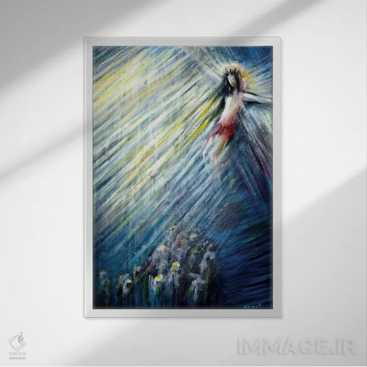 تابلو دکوراتیو نور تایید اثر نوویک - نمای قابدار سفید