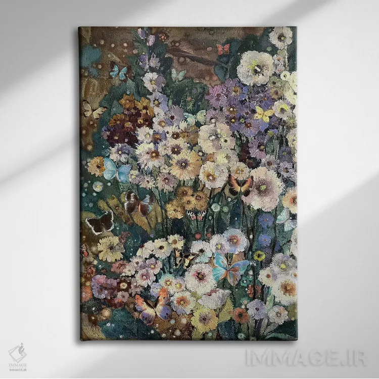 تابلو دکوراتیو در پرپر زدن پروانه ها اثر نادژدا استوپینا - نمای روبهرو روی دیوار