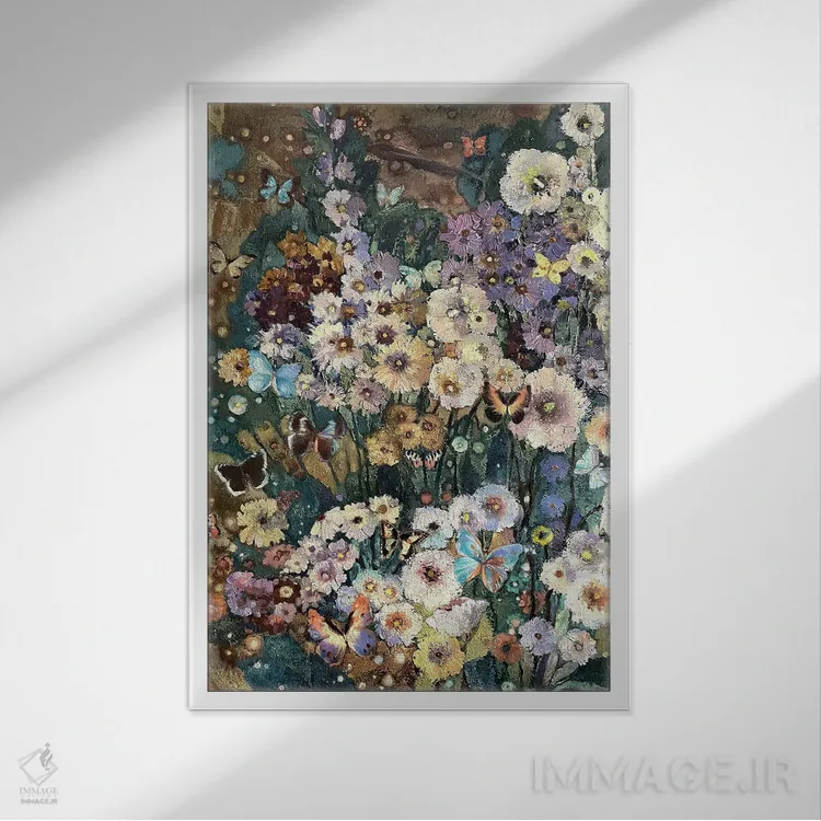 تابلو دکوراتیو در پرپر زدن پروانه ها اثر نادژدا استوپینا - نمای قابدار سفید