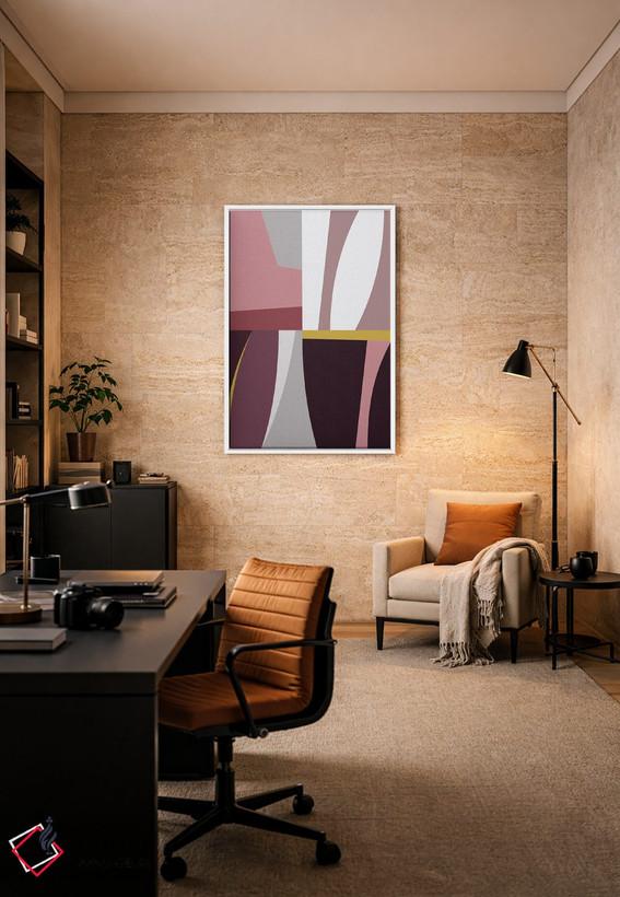 تابلو مینیمال الگوی هندسی ارگانیک I قرمز اثر استودیوی هنر قدیم - D6W