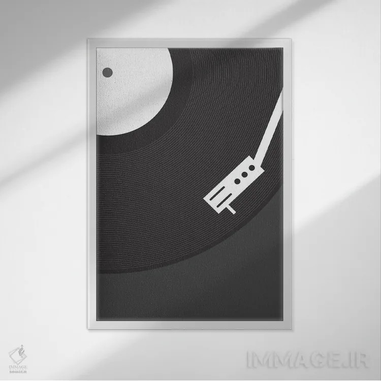 تابلو دکوراتیو صفحه گرامافون اثر استودیوی هنر قدیم - نمای قابدار سفید