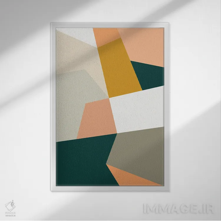 تابلو مینیمال ترکیب هندسی انتزاعی XXVII سبز اثر استودیوی هنر قدیم - نمای قابدار سفید