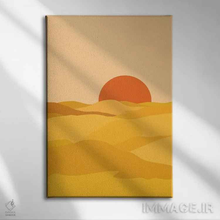 تابلو مینیمال منظره کویر اثر استودیوی هنر قدیم - نمای روبهرو روی دیوار