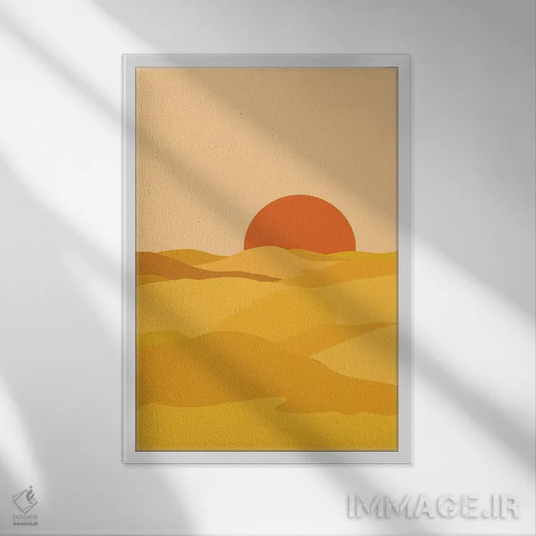 تابلو مینیمال منظره کویر اثر استودیوی هنر قدیم - نمای قابدار سفید
