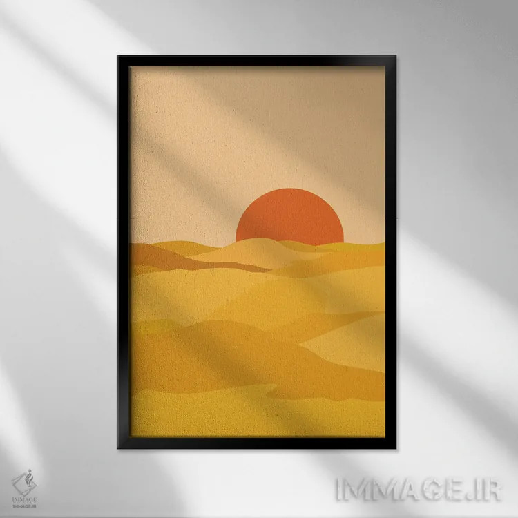 تابلو مینیمال منظره کویر اثر استودیوی هنر قدیم - نمای قابدار مشکی