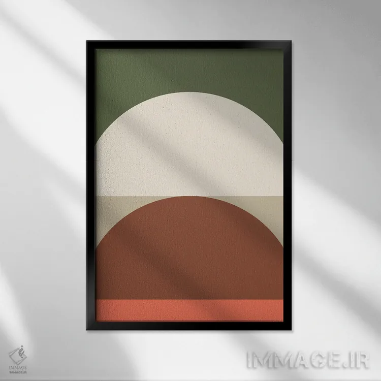 تابلو مینیمال ترکیب هندسی انتزاعی IC اثر استودیوی هنر قدیم - نمای قابدار مشکی