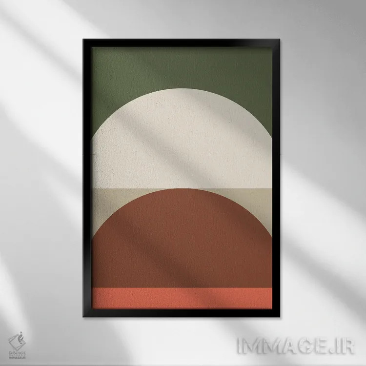 تابلو مینیمال ترکیب هندسی انتزاعی IC اثر استودیوی هنر قدیم - نمای قابدار مشکی