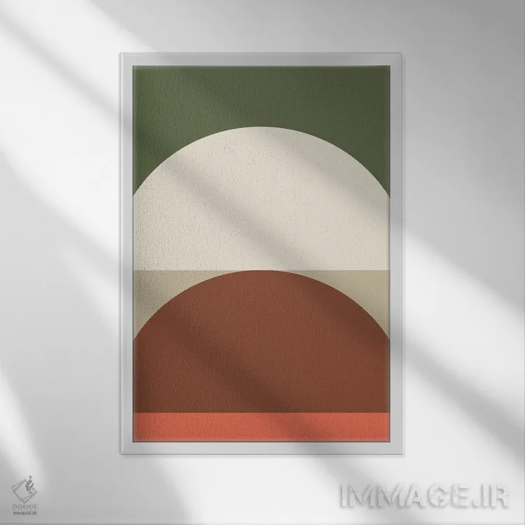 تابلو مینیمال ترکیب هندسی انتزاعی IC اثر استودیوی هنر قدیم - نمای قابدار سفید