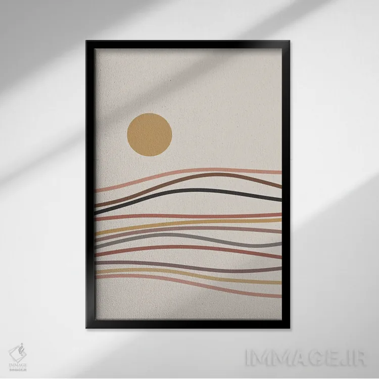 تابلو مینیمال منظره انتزاعی XVI اثر استودیوی هنر قدیم - نمای قابدار مشکی