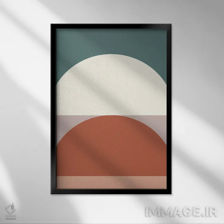 تابلو مینیمال ترکیب هندسی انتزاعی ID اثر استودیوی هنر قدیم - نمای قابدار مشکی