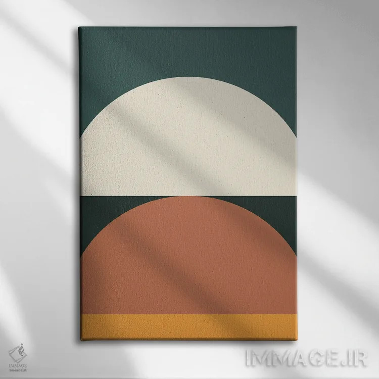 تابلو مینیمال هندسی انتزاعی IE اثر استودیوی هنر قدیم - نمای روبهرو روی دیوار
