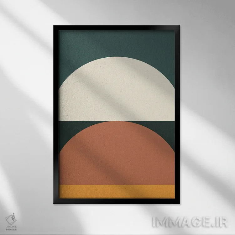 تابلو مینیمال هندسی انتزاعی IE اثر استودیوی هنر قدیم - نمای قابدار مشکی