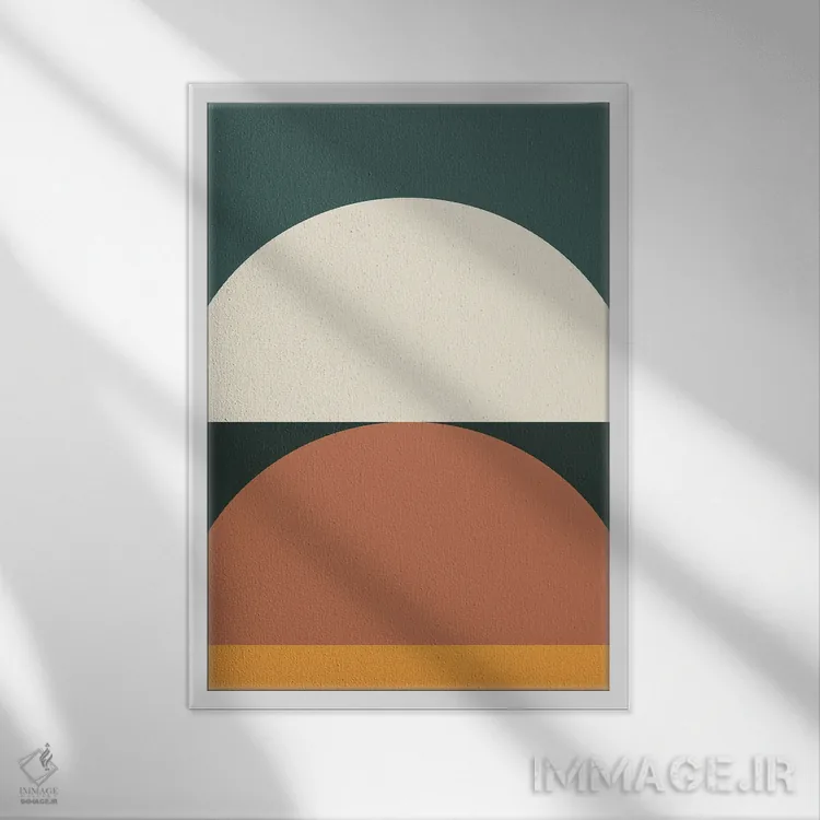 تابلو مینیمال هندسی انتزاعی IE اثر استودیوی هنر قدیم - نمای قابدار سفید