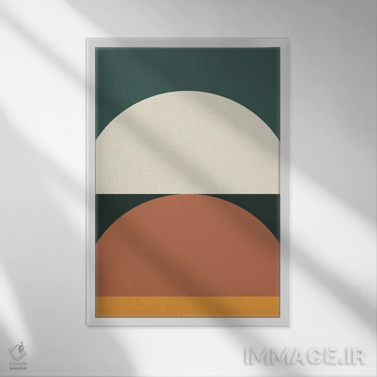 تابلو مینیمال هندسی انتزاعی IE اثر استودیوی هنر قدیم - نمای قابدار سفید