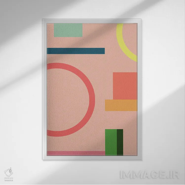 تابلو مینیمال ترکیب هندسی مدرن شماره ۷۰ اثر استودیوی هنر قدیم - نمای قابدار سفید