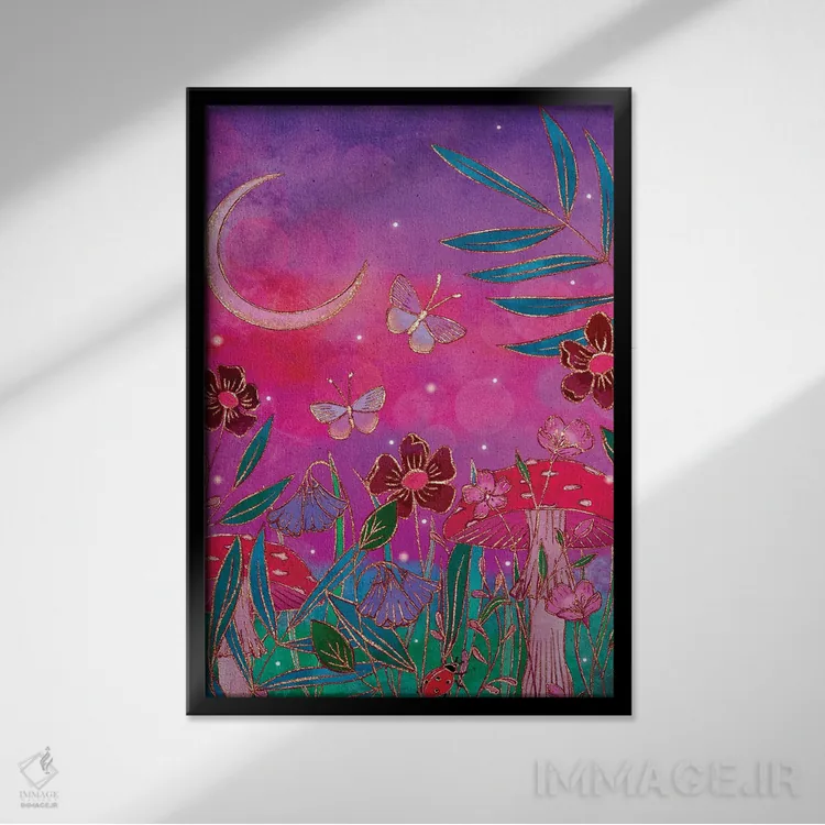 تابلو دکوراتیو جادو در چمنزار اثر اولیویا بورکی - نمای قابدار مشکی
