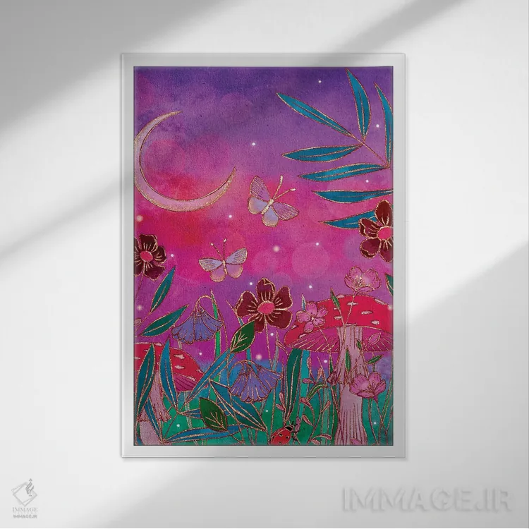 تابلو دکوراتیو جادو در چمنزار اثر اولیویا بورکی - نمای قابدار سفید