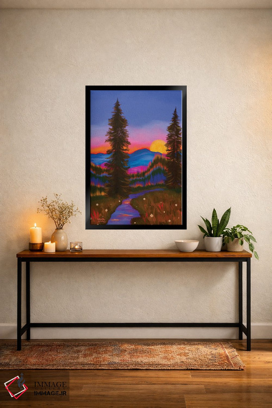 تابلو دکوراتیو غروب در جنگل اثر اولیویا بورکی - D5B