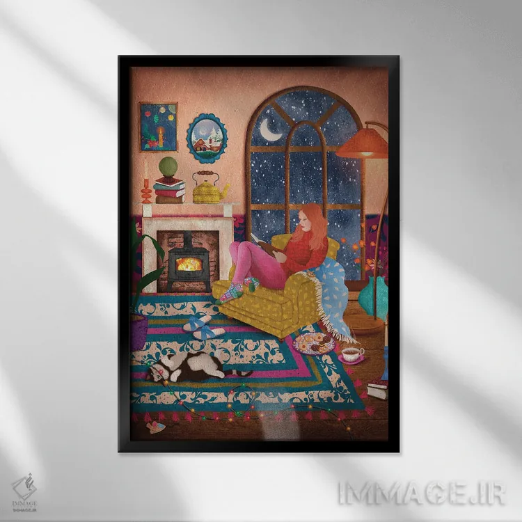 تابلو دکوراتیو دل نشینی زمستانی اثر اولیویا بورکی - نمای قابدار مشکی