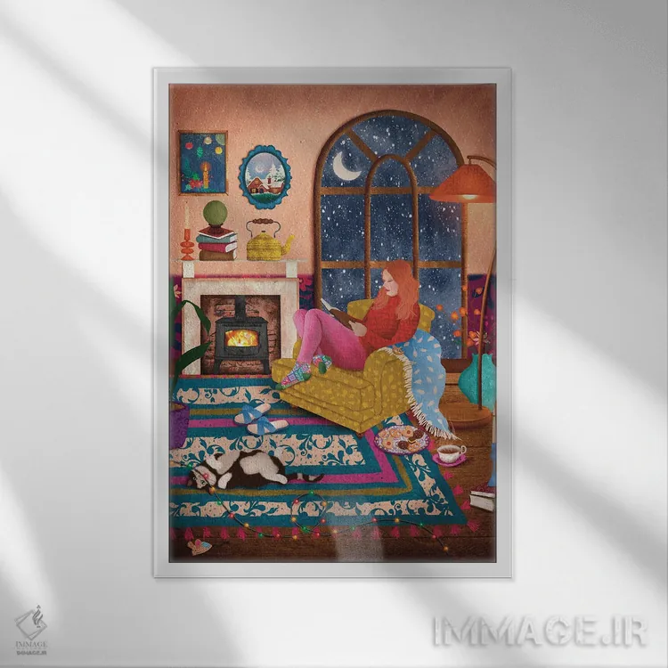 تابلو دکوراتیو دل نشینی زمستانی اثر اولیویا بورکی - نمای قابدار سفید